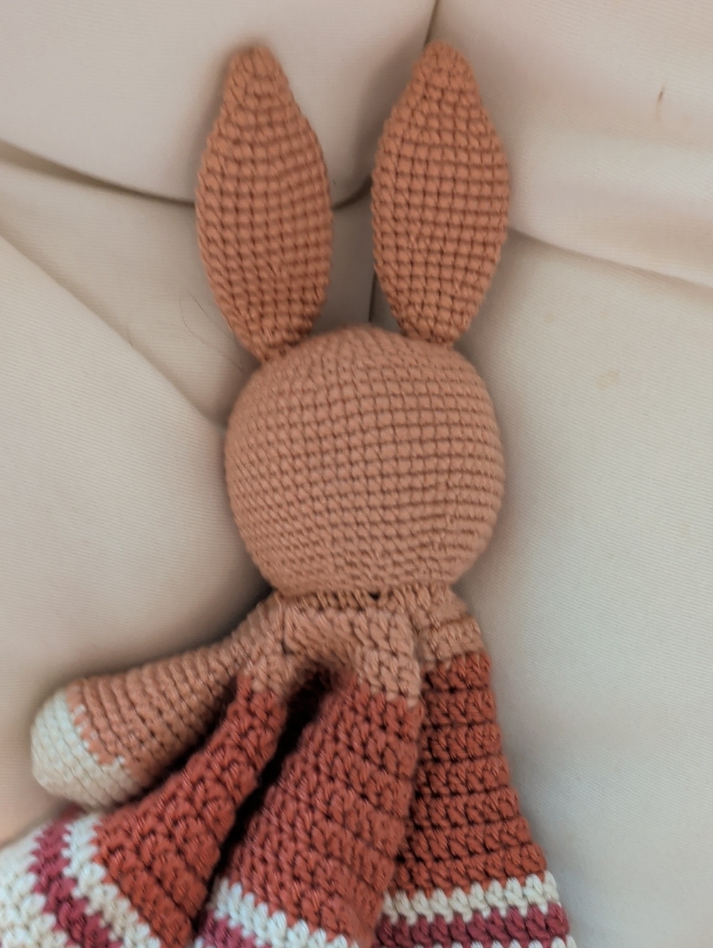 Crochet Bunny Lovey in Rust, Cream & White - Picture 5 of 8